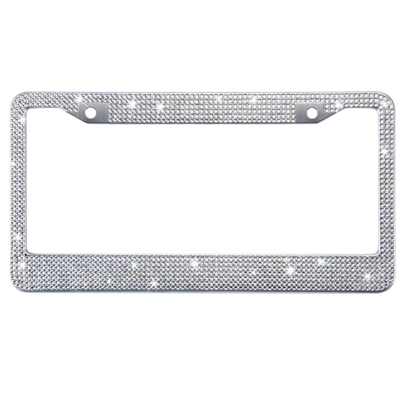 TZARROT White Rhinestone Bling License Plate Frame for Women, Metal Rust-Proof Car Plate Frame Cute Bling Car Accessories for Women Girls (1) - Image 4